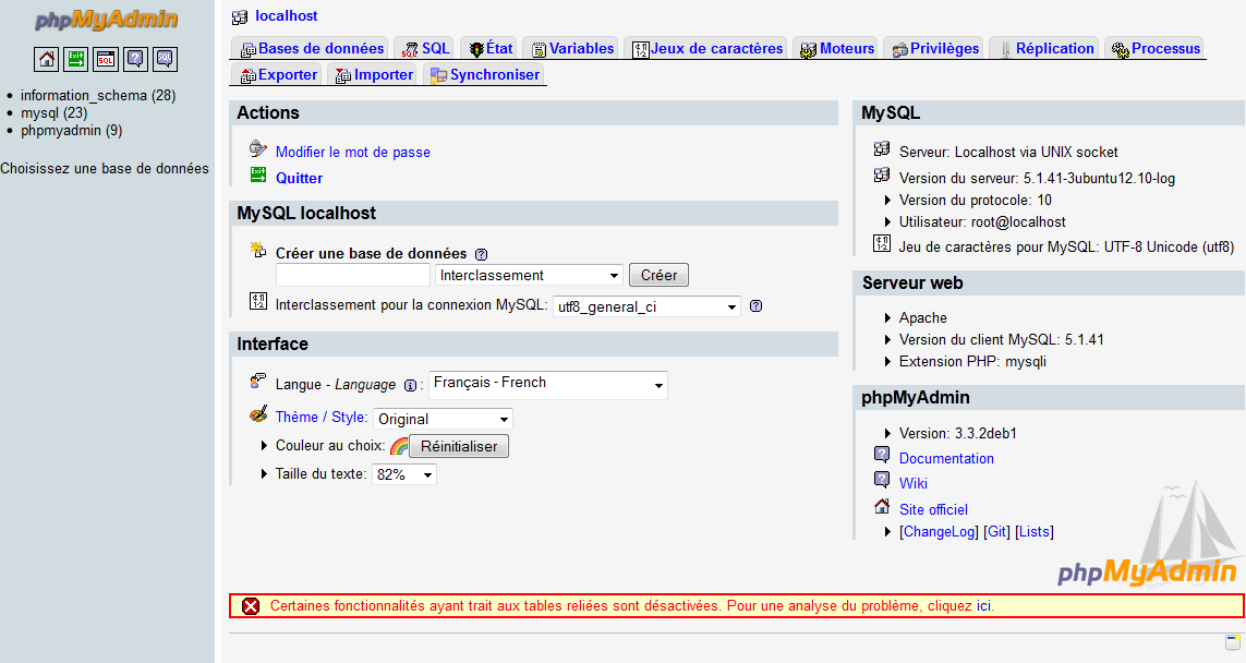 installation phpmyadmin etape 5 : modification mot de passe phpmyadmin